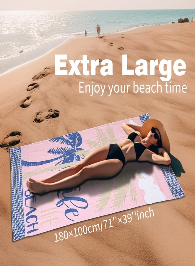 Skyreh Large Beach Towel, 71" x 39" Oversized Lightweight Compact Quick Dry Sand Free Towel for Travel Swim Pool Yoga Gym Camping (Pink) - Image 3