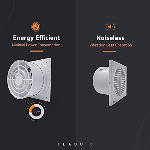 V-Guard Clado 6 Exhaust Fan 150 mm (6″) | High-Speed 1900 RPM Motor | 240 m³/h Strong Airflow | 9 ABS Blades for Quick Ventilation | Stylish Wall Mount | Energy-Efficient & Quiet Operation | White - Image 4