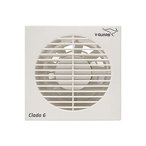 V-Guard Clado 6 Exhaust Fan 150 mm (6″) | High-Speed 1900 RPM Motor | 240 m³/h Strong Airflow | 9 ABS Blades for Quick Ventilation | Stylish Wall Mount | Energy-Efficient & Quiet Operation | White - Image 1