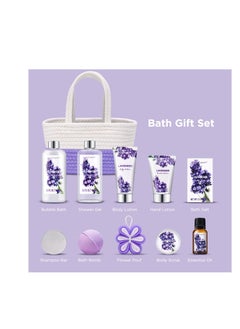 BODY & EARTH Spa Gift Baskets for Women - Body & Earth 11pcs Lavender Gift Sets with Bubble Bath, Shower Gel, Body Lotion, Birthday Gifts for Women, Spa Kit for Mom Gifts, Purple Gifts  - Image 3