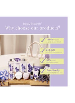 BODY & EARTH Spa Gift Baskets for Women - Body & Earth 11pcs Lavender Gift Sets with Bubble Bath, Shower Gel, Body Lotion, Birthday Gifts for Women, Spa Kit for Mom Gifts, Purple Gifts  - Image 2