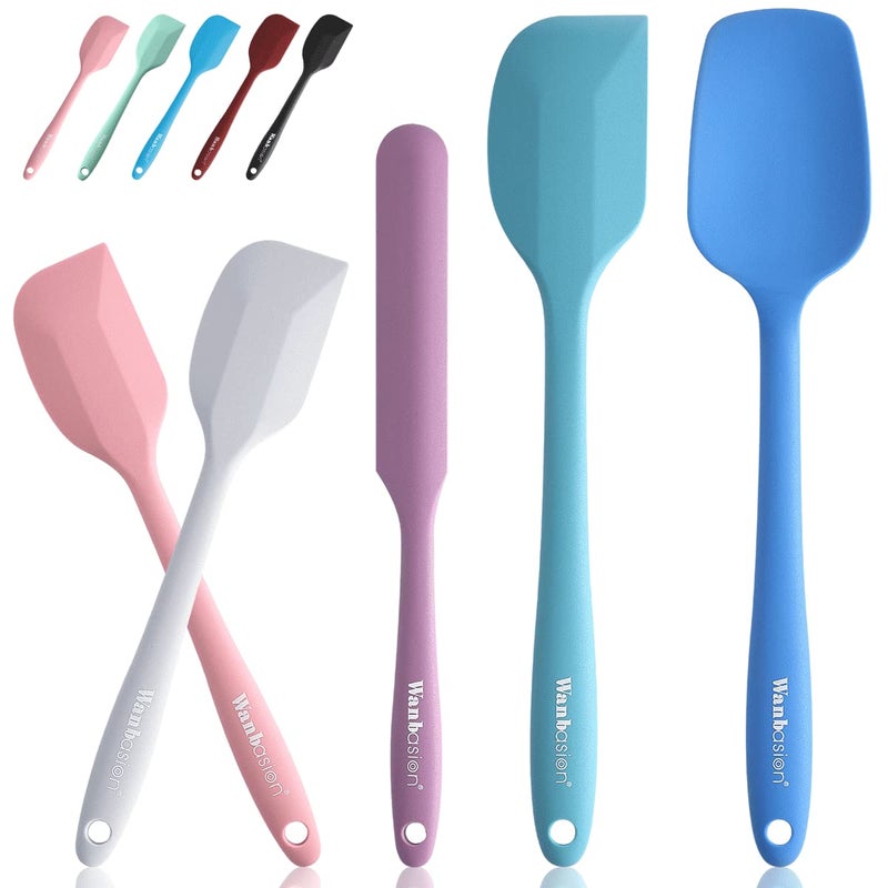 Wanbasion Wanbasion 5 Piece Premium Silicone Spatula Set Heat Resistant Colorful Rubber Baking Spatula Set Kitchen Spatula Set Dishwasher Safe for Nonstick Cookware Cooking Mixing Multicolor6