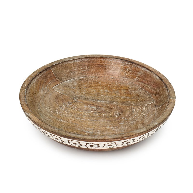 House of Sajja Wooden Serving Bowl for Fruits and Snacks in White Inlay Work - Image 5