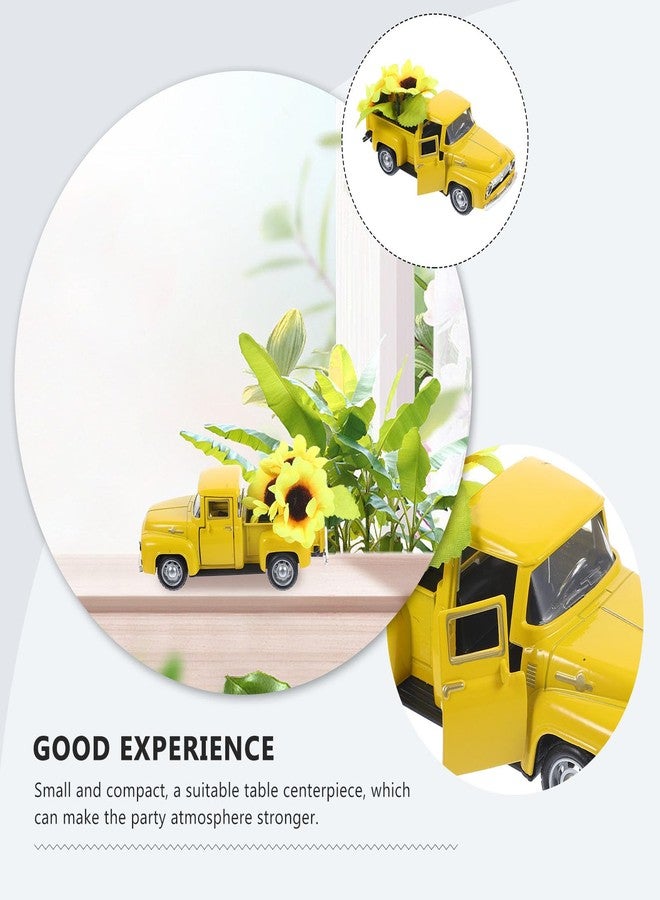 ifundom Yellow Metal Truck Decor with Artificial Sunflowers Vintage Farmhouse Tiered Tray Ornament for Home Kitchen Mantel Shelf Tabletop Accent - Image 4
