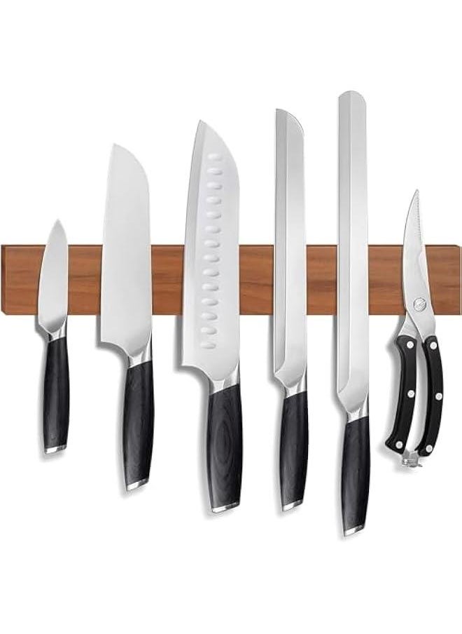 HOOKOR Acacia wood Magnetic Knife Holder for Wall | 16 Inch | Upgraded Version | Professional Wooden Magnetic Knife Strip - Space-Saving Knife Rack/Knife Bar With Powerful Magnetic Pull Force  - Image 1