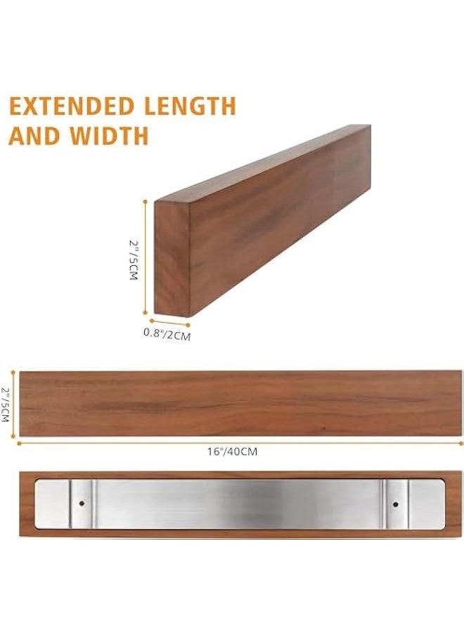 HOOKOR Acacia wood Magnetic Knife Holder for Wall | 16 Inch | Upgraded Version | Professional Wooden Magnetic Knife Strip - Space-Saving Knife Rack/Knife Bar With Powerful Magnetic Pull Force  - Image 3