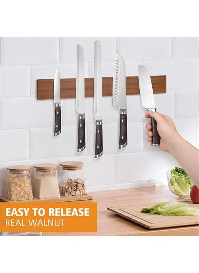 HOOKOR Acacia wood Magnetic Knife Holder for Wall | 16 Inch | Upgraded Version | Professional Wooden Magnetic Knife Strip - Space-Saving Knife Rack/Knife Bar With Powerful Magnetic Pull Force  - Image 5