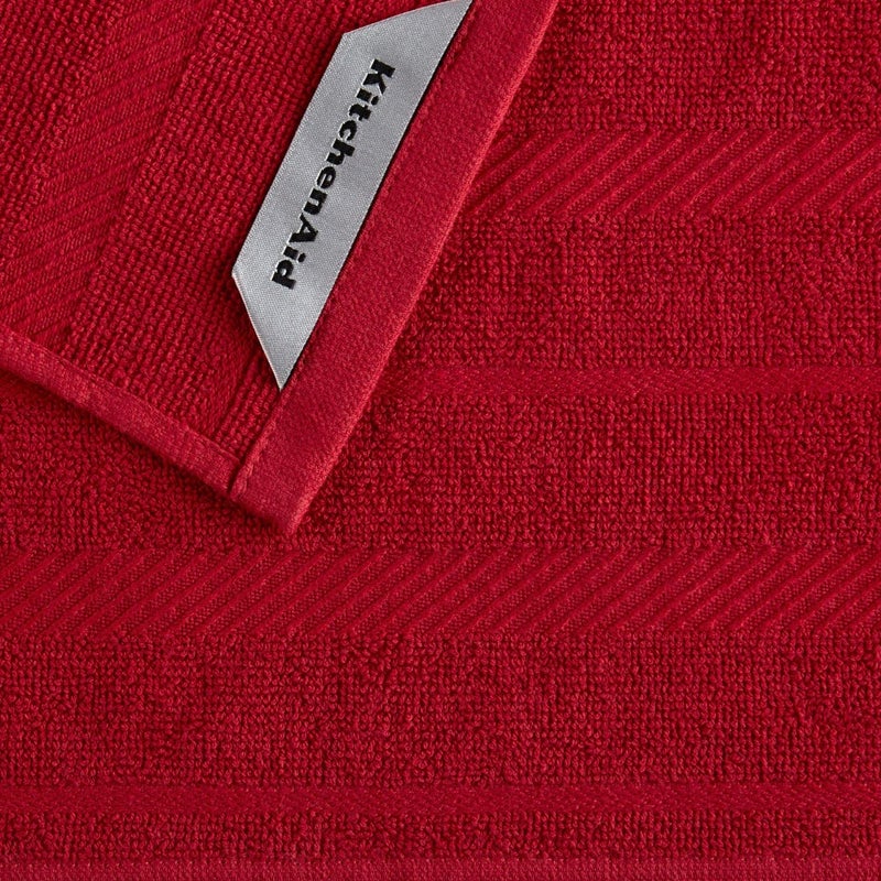 KitchenAid Albany Dishcloth 8 Pack Set  Passion Red/White  12""x12"" - Image 3