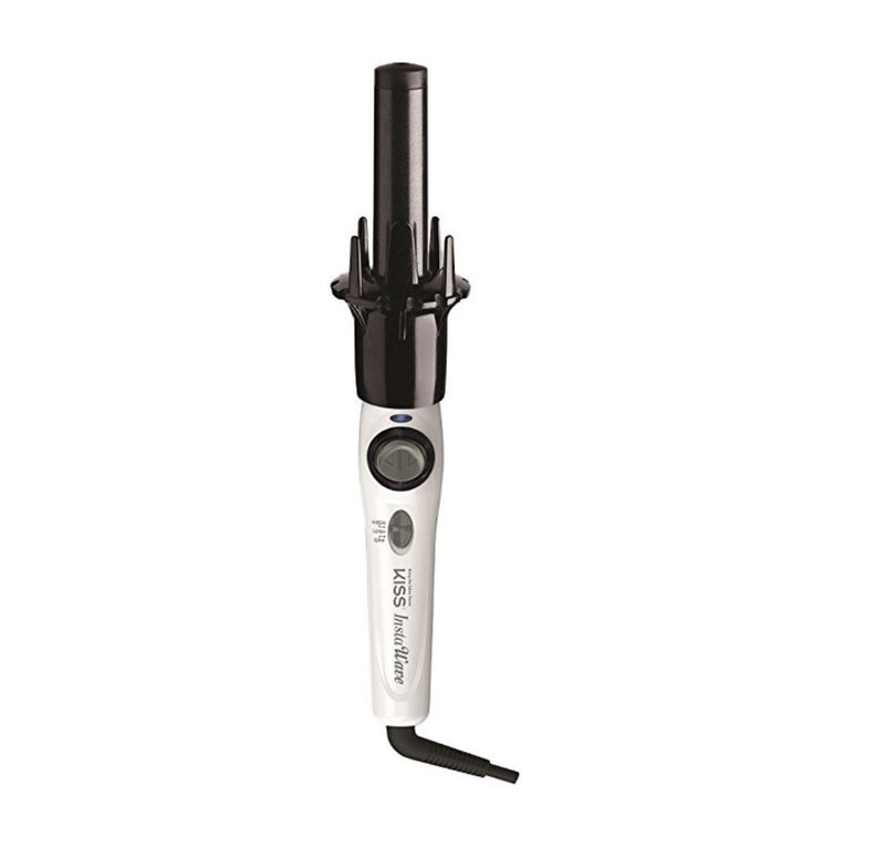 KISS Instawave Deluxe Automatic Rotating Curling Iron, Self-Spinning, Ceramic Ionic Technology, Tangle Prevention, 2-Way Rotation, Dual Heat Settings up to 420Â°F, 1â€ Curling Wand, Black & White - Image 2
