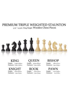 Premium Triple Weighted Staunton Wooden Chess Pieces W/ 2 Extra Queen - King Height 3.75"/9.5Cm / 2 Storage Bags - pzsku/Z1FD7BBC7001952F4473CZ/45/_/1732788378/f08e46c2-4354-4f1f-952a-40908353db14