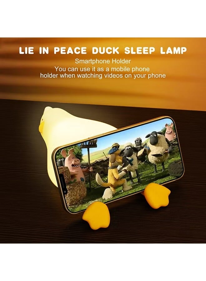 TIGER Duck Lamp Lying Flat Duck Night Light – Kids Night Lamp with 3 Speed Adjustable Light, Smart Bedside Lamp with Flap Sensor, Soft Silicone Rechargeable Night Light for Children, Perfect for Bedrooms & Nurseries, Safe and Cozy Lighting Solution - Image 2