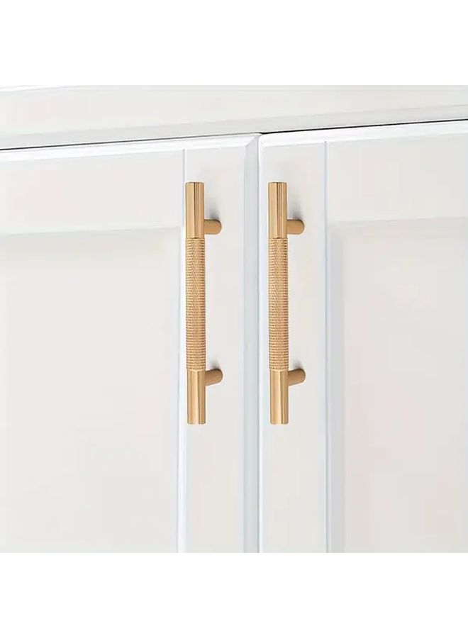 10Pcs Gold Knurled Cabinet Handles 96mm Hole Spacing for Wardrobe Drawers - Image 3
