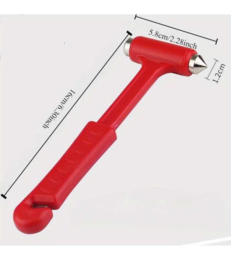 Emergency 2 In 1 Car Safety Hammer Seatbelt Cutter Window Breaker Red - Image 3