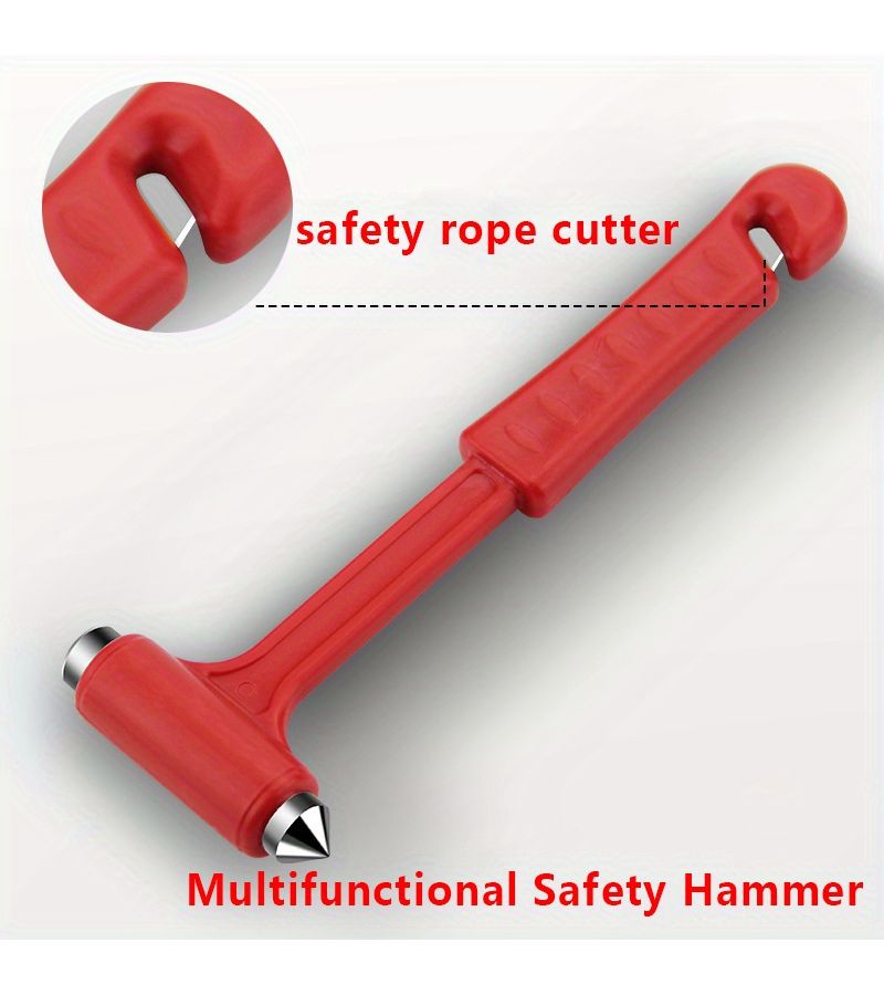 Emergency 2 In 1 Car Safety Hammer Seatbelt Cutter Window Breaker Red - Image 1
