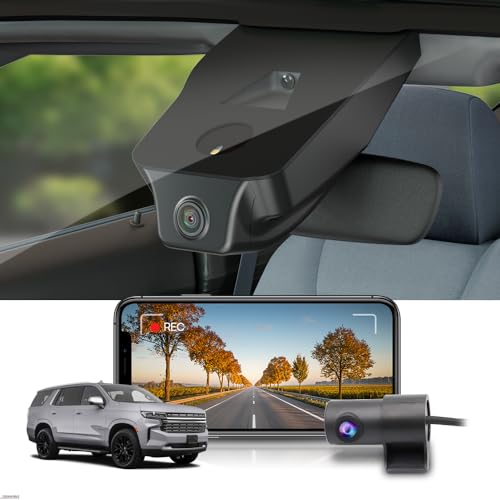 FITCAMX كاميرا داش فيت كام إكس أمامية 2160P + خلفية 1080P لسيارة شيفروليه تاهو 2021-2025 LS LT RST Premier Z71 High Country (HD2-4925) مع خاصية التعتيم التلقائي، تصميم OEM، فيديو مزدوج بدقة HD، واي فاي وتطبيق، تسجيل متكرر، حساس G، 128GB - Image 1