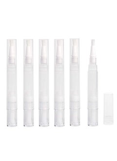 6 Pcs 3Ml Transparent Empty Twist Pens With Brush Tip Nail Oil Pen Cosmetic Lip Gloss Container Applicators Eyelash Growth Liquid Tube
