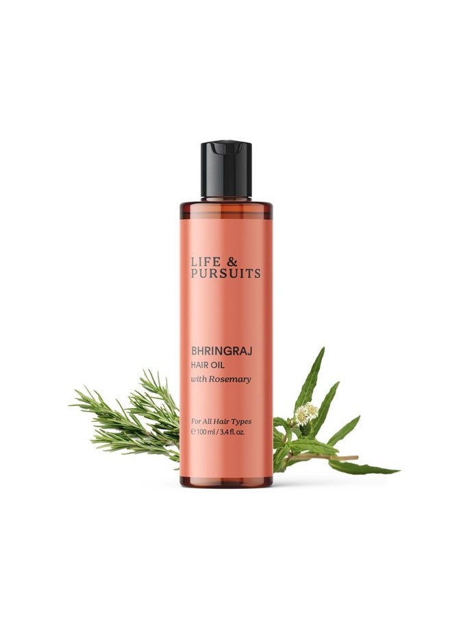 Life & Pursuits - Bhringraj Hair Growth Oil 100 Ml, Natural Ayurveda Scalp Therapy For Men & Women| Rosemary, Amla, Hibiscus, Tea Tree & Coconut| Reduces Itchiness & Dryness| Nourishes Damaged Hair - Image 1