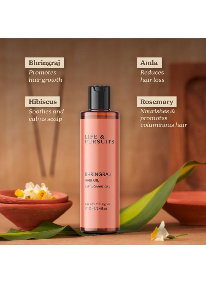 Life & Pursuits - Bhringraj Hair Growth Oil 100 Ml, Natural Ayurveda Scalp Therapy For Men & Women| Rosemary, Amla, Hibiscus, Tea Tree & Coconut| Reduces Itchiness & Dryness| Nourishes Damaged Hair - Image 1
