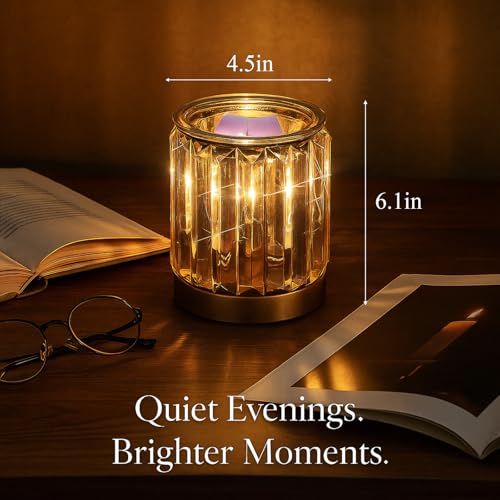 Leyoue Melting Heater Electric Burning Wax Burner Electric Essential Oil Warmer Incense Wax Melt Warmer Night Light Aroma Decorative Lamp for Gifts & Decor(Golden) - Image 2