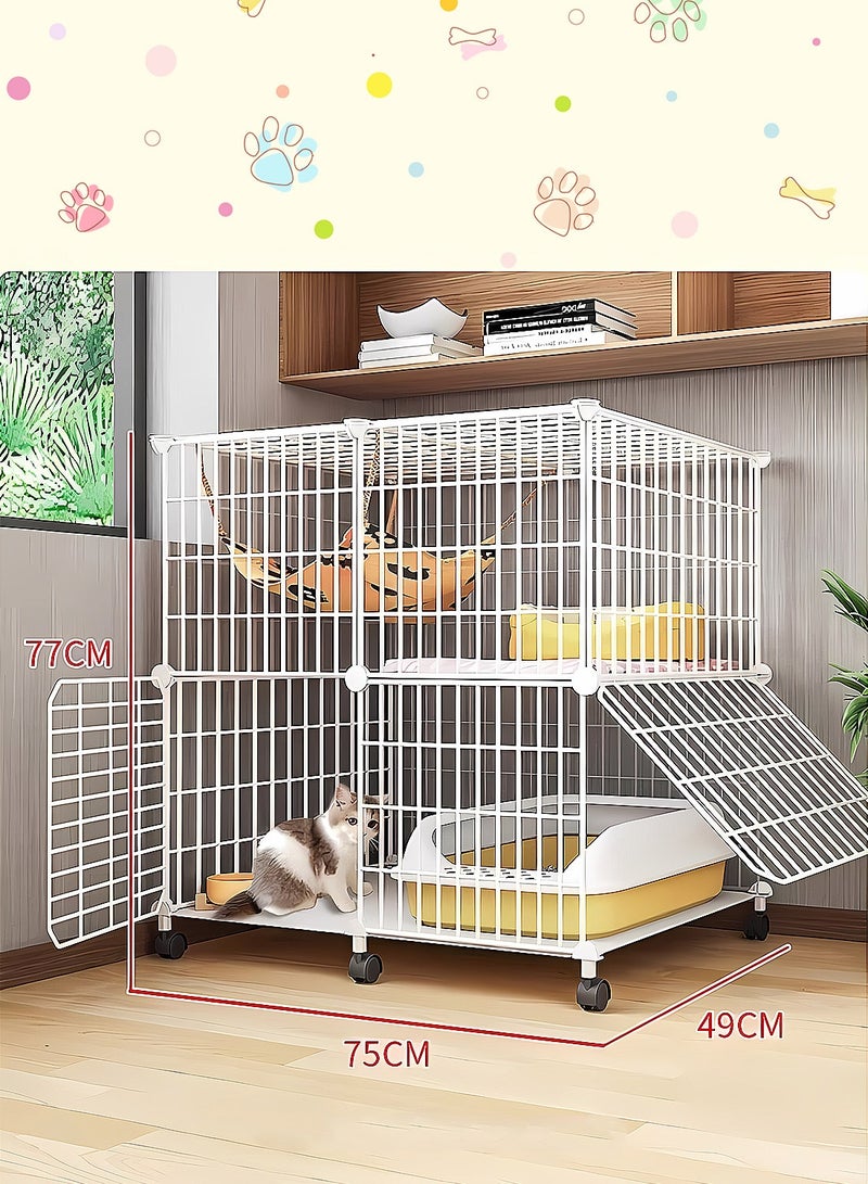 كيدل قطة قفص مساحة حرة كبيرة مع مرحاض قطة منزل طبقتين الحيوانات الأليفة قطة صغيرة الكلب قطة قفصات داخلية (فقط قطة قفص، غير متضمنة الملحقات الأخرى) - Image 5