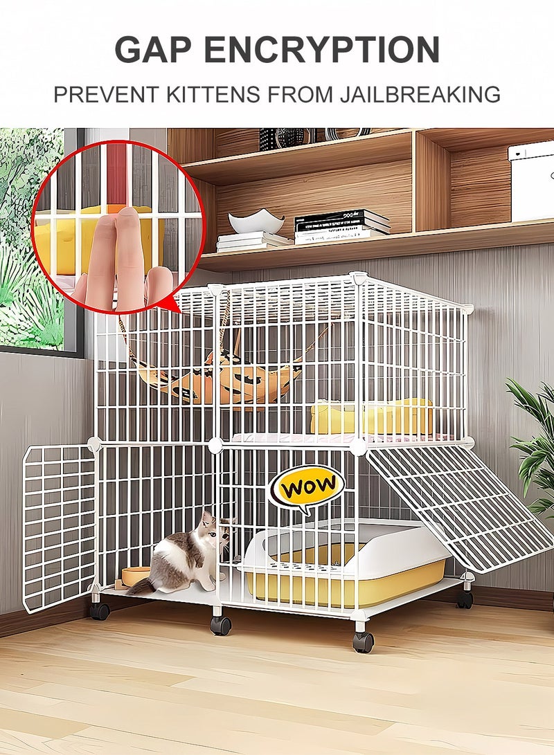 كيدل قطة قفص مساحة حرة كبيرة مع مرحاض قطة منزل طبقتين الحيوانات الأليفة قطة صغيرة الكلب قطة قفصات داخلية (فقط قطة قفص، غير متضمنة الملحقات الأخرى) - Image 3