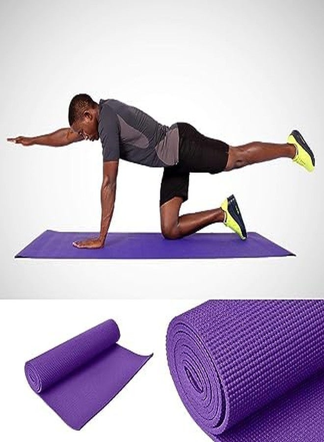 First Choice بساط يوغا مضاد للانزلاق من مادة EVA من فيرست تشويس، مناسب للصالة الرياضية والتمارين الرياضية واليوغا / بساط يوغا للرجال والنساء (سمك 4 مم، لون بنفسجي) - Image 3