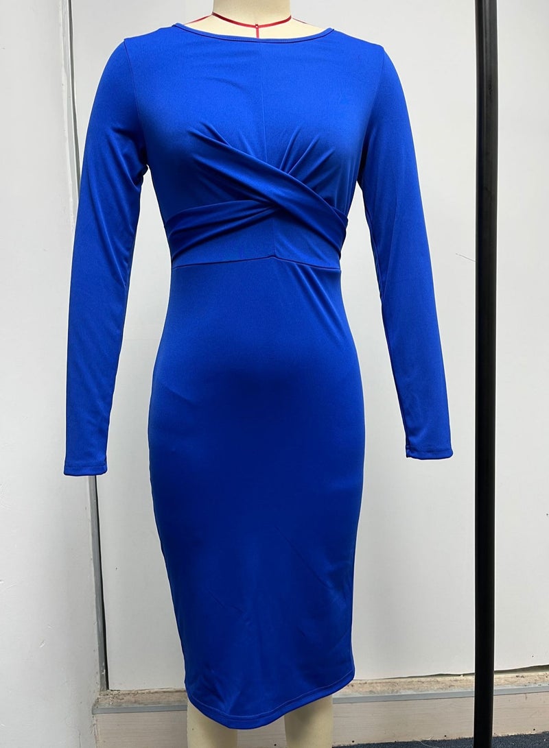 Loquat Autumn New French Style Retro Waist Slimming Long Sleeved Dress - Image 1