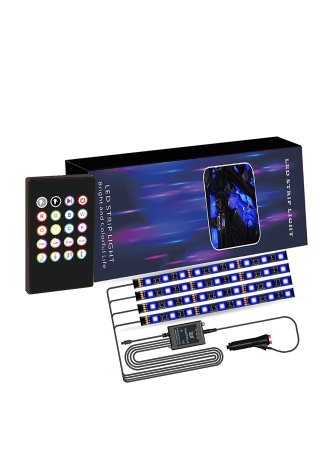 أضواء داخلية للسيارة ، التحكم في التطبيق ضوء جو السيارة 4 قضبان إضاءة RGB ضوء إيقاع الموسيقى الوهم ضوء LED للسيارة المحيطة