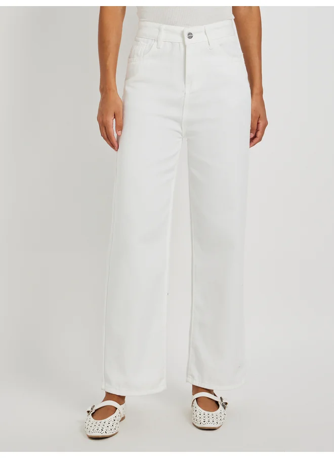 تايك تو Take Two Mid Rise Plain Straight Fit Jeans