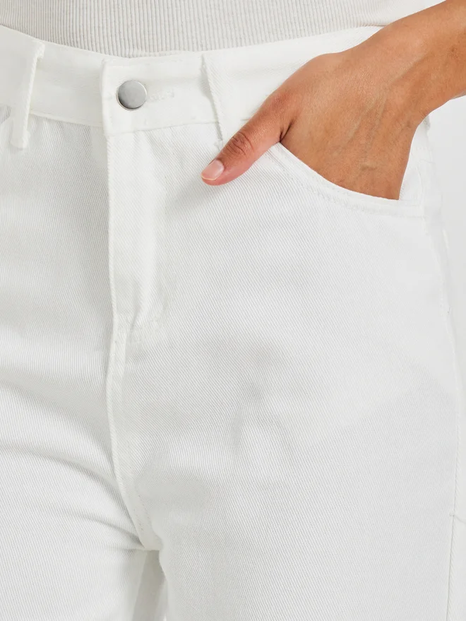 Styli Styli Mid Rise Plain Straight Fit Jeans