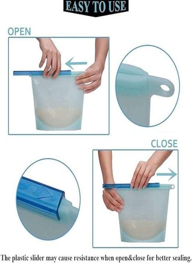 Tachobi 1000 ml Silicone Food Storage Bag with Clip Freezer, Reusable Silicone Food Storage Bag for Fruit, Vegetables, Meat (Multi Colour, Pack of 2) - Image 2