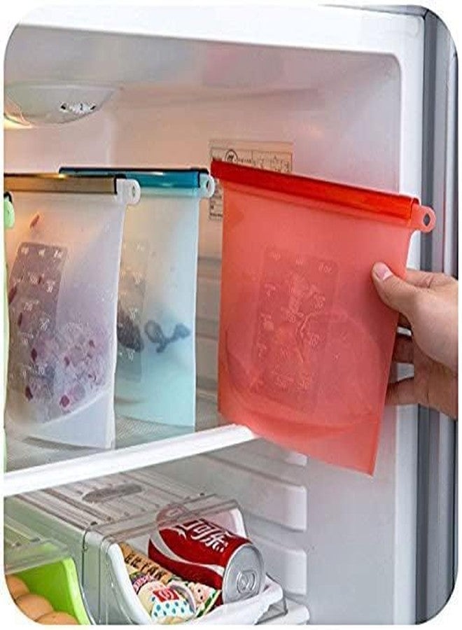 Tachobi 1000 ml Silicone Food Storage Bag with Clip Freezer, Reusable Silicone Food Storage Bag for Fruit, Vegetables, Meat (Multi Colour, Pack of 2) - Image 4
