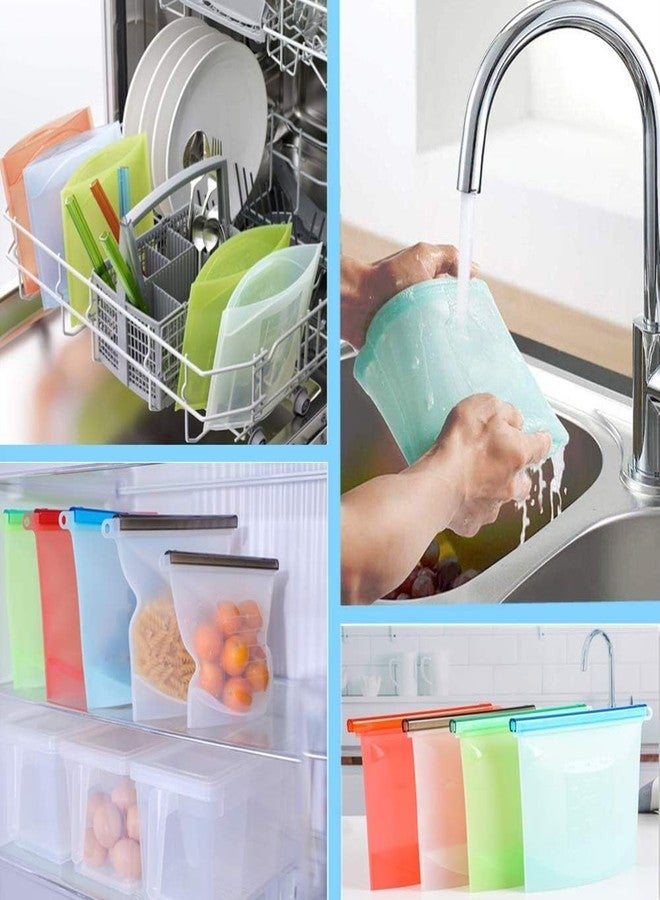 Tachobi 1000 ml Silicone Food Storage Bag with Clip Freezer, Reusable Silicone Food Storage Bag for Fruit, Vegetables, Meat (Multi Colour, Pack of 2) - Image 3