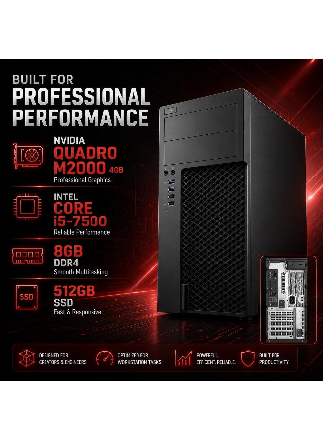 كمبيوتر مكتبي وورك ستيشن T3620 بمعالج Intel Core i5-7500 ورام DDR4 سعة 8 جيجابايت وSSD NVMe سعة 512 جيجابايت - Image 4
