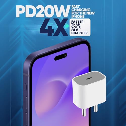DiHines iPhone Charger Apple-Certified 20W USB-C Adapter | Fast Adaptor for iPhone 11, 12, 13, 14, XR, XS/PRO/MAX, SE & iPad (White) - Image 2