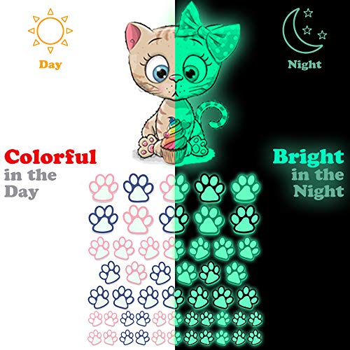 MAFOX Glow in The Dark Cat Stickers with Dog and Fish, Wall Decals Sticker for Kids Bedding Room, Great for Birthday Gift Glowing Cat for Girls and Boys - Image 2