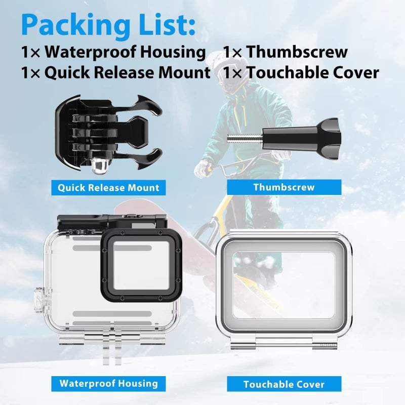 HONGDAK Waterproof Housing Case for GoPro Hero 7/6/5 Black(2018), 196ft/60m Waterproof Diving Protective Housing Shell with Touchable Cover for GoPro Action Camera Underwater Dive Case Shell - Image 2