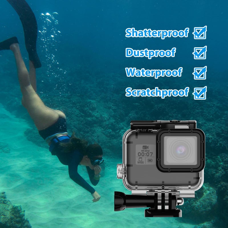 HONGDAK Waterproof Housing Case for GoPro Hero 7/6/5 Black(2018), 196ft/60m Waterproof Diving Protective Housing Shell with Touchable Cover for GoPro Action Camera Underwater Dive Case Shell - Image 4