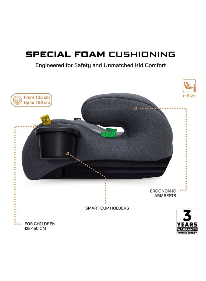 نيوبريز مقعد معزز للأطفال بدون ظهر، مبطن مزدوج، مدمج وخفيف الوزن للسفر، مسند ذراع، حامل أكواب، للأطفال من - سنة، - كجم - Image 5