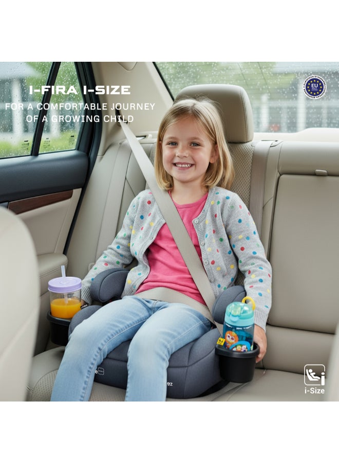 نيوبريز مقعد معزز للأطفال بدون ظهر، مبطن مزدوج، مدمج وخفيف الوزن للسفر، مسند ذراع، حامل أكواب، للأطفال من - سنة، - كجم - Image 4