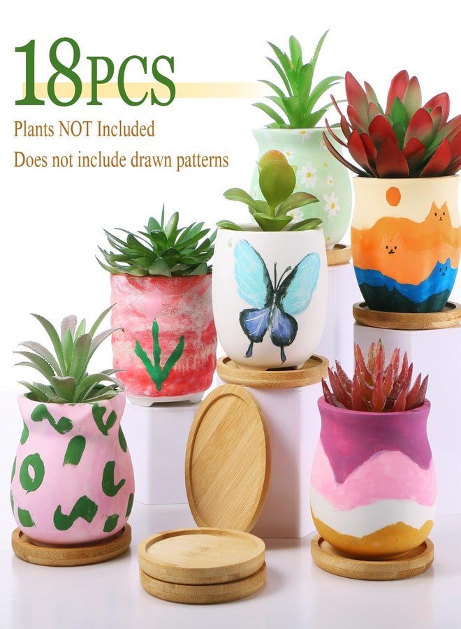 Remerry 12 Pcs 3.5 Inch DIY Ceramic Succulent Pots for Painting Figurines Paint Craft Kit Unpainted Ceramic Bisque Paintable Flowerpots with Drainage Hole Ready to Paint - Image 4