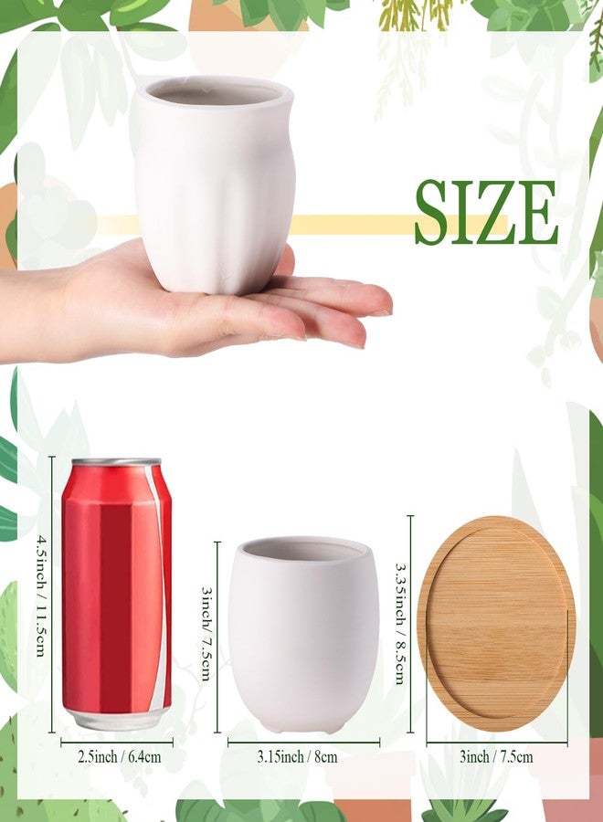 Remerry 12 Pcs 3.5 Inch DIY Ceramic Succulent Pots for Painting Figurines Paint Craft Kit Unpainted Ceramic Bisque Paintable Flowerpots with Drainage Hole Ready to Paint - Image 3