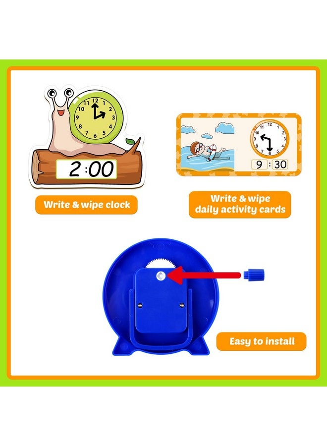 Aizweb Clock for Kids, Learning Clock Analog Clock Telling Time Teaching Homeschool Supplies Essentials Math Manipulatives Preschool Kindergarten Learning Activities Educational Montessori Toys Games - Image 4