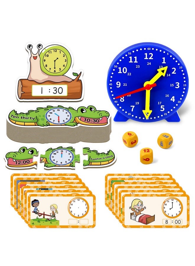 Aizweb Clock for Kids, Learning Clock Analog Clock Telling Time Teaching Homeschool Supplies Essentials Math Manipulatives Preschool Kindergarten Learning Activities Educational Montessori Toys Games - Image 1