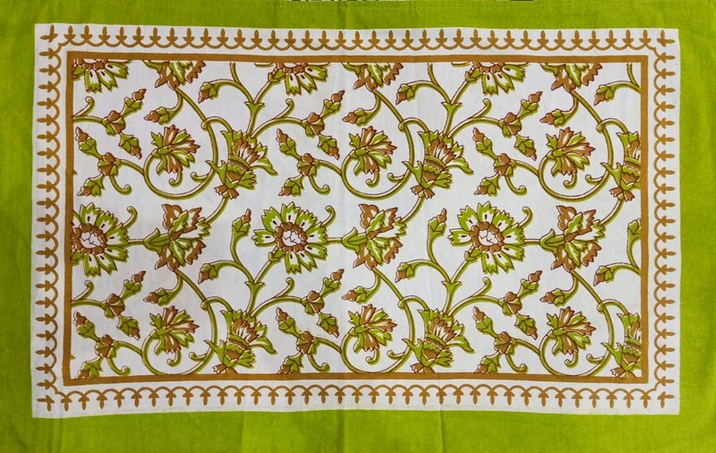 ART WORLD King Size Double Bed Sheet with Pillow Covers Pure Cotton Rajasthani Jaipuri Traditional Printed Bedcover (Green, King) - Image 2