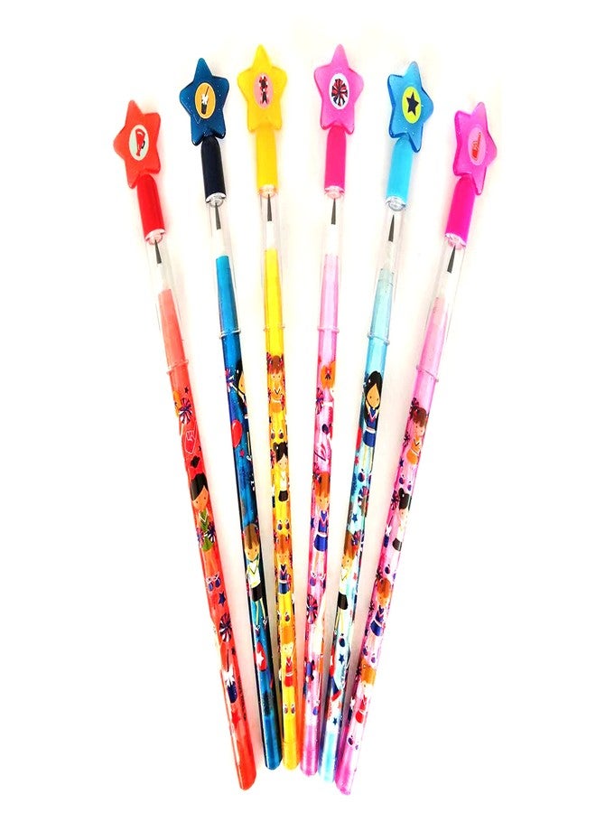 TINYMILLS 24 Pcs Cheerleading Multi Point Stackable Push Pencil Assortment with Eraser for Party Favors Goodie Bag Stuffers VBS Classroom Rewards Pinata Fillers Carnival Prize - Image 3