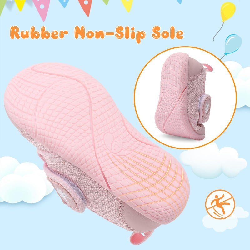 FEETCITY Baby First Walker Shoes Boys Girls Canvas Shoes Newborn Crib Shoes Anti-Slip Star Sneaker Pink - Image 5