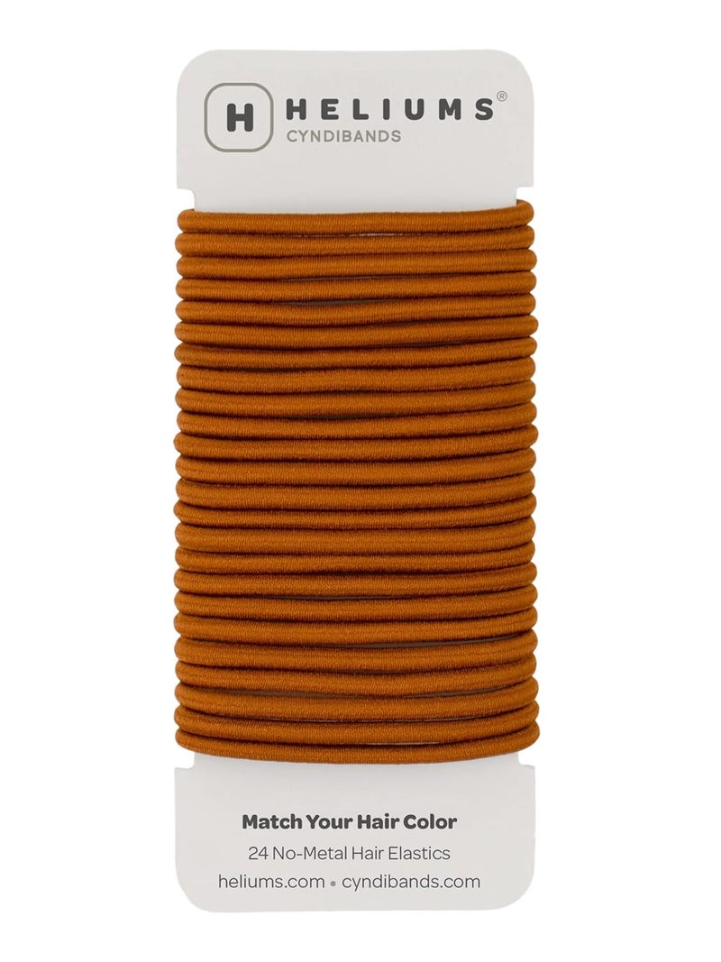 Cyndibands Elastic Hair Ties  Copper Orange  24 Count 4mm x 175 Inch Diameter Ponytail Holders
