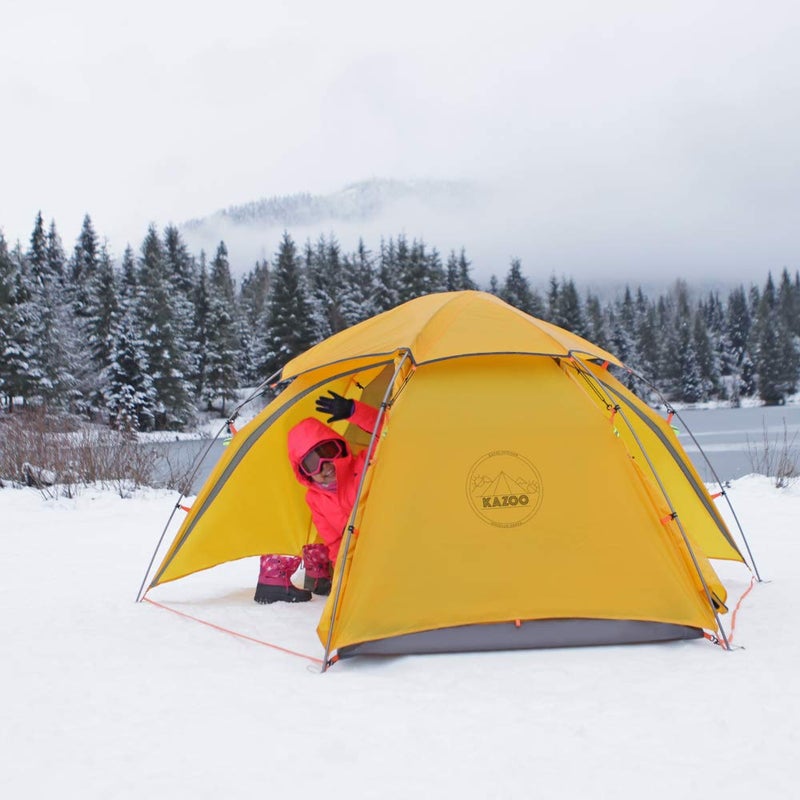 KAZOO Waterproof Backpacking Tent Ultralight 1/2 Person Lightweight Camping Tents 1/2 People Hiking Tents Aluminum Frame Double Layer (2P Yellow) - Image 4