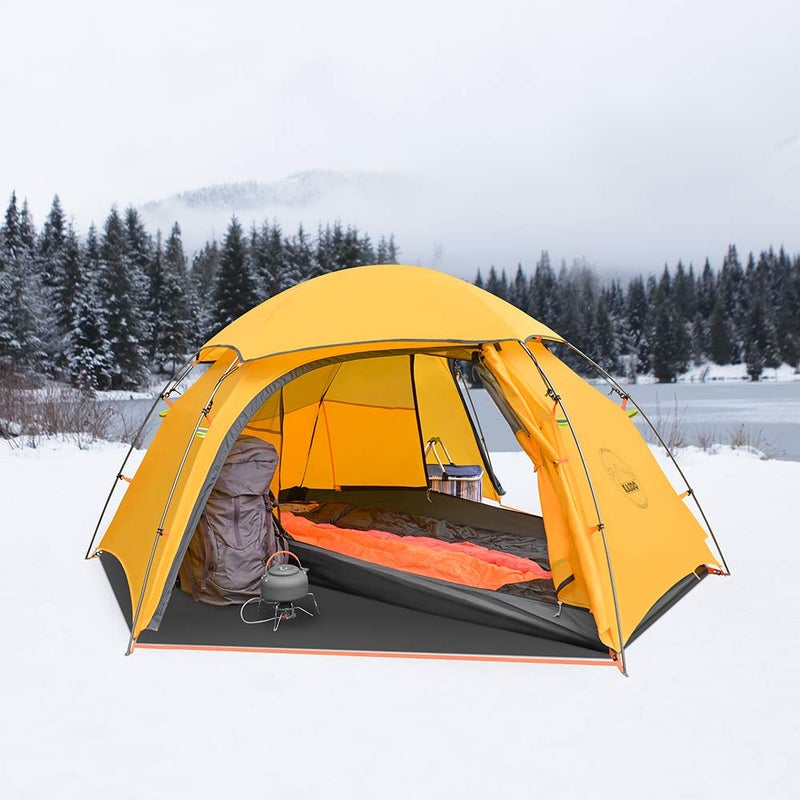 KAZOO Waterproof Backpacking Tent Ultralight 1/2 Person Lightweight Camping Tents 1/2 People Hiking Tents Aluminum Frame Double Layer (2P Yellow) - Image 2